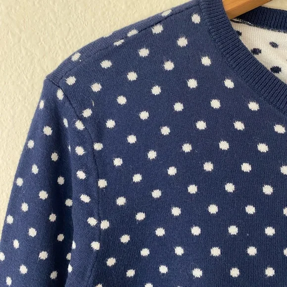 Polo Ralph Lauren Women’s CrewNeck Navy&White Polka Dot Sweater w/Backbow Size M - Picture 3 of 13